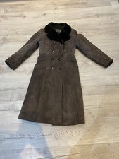 Allander House Of Fraser Vintage Long Length Real Suede Sheepskin Coat, Size 14