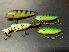 Vintage lot Grizzly Canadian Plug J Plug & Luhr Jensen Rockwalker fishing lures