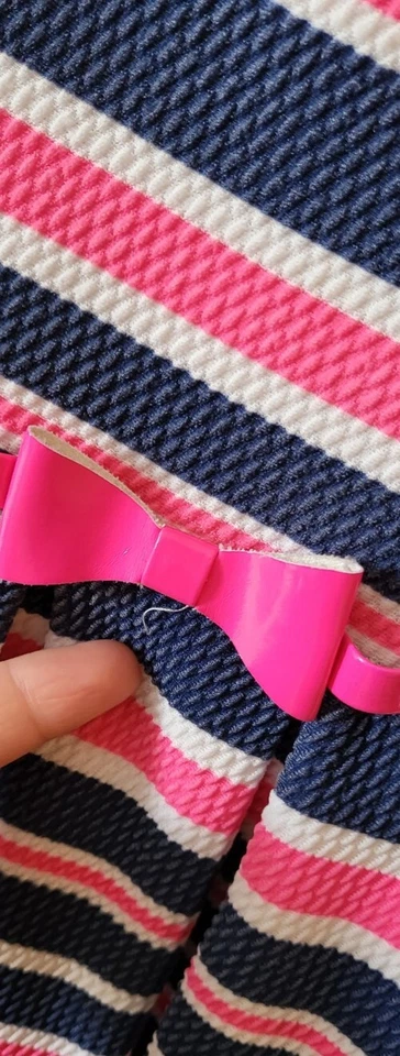 Vestido Niña Primavera/Verano Talla 3t, Rayas Rosa, Blanco y Azul Marino-Nannette Foto 4 de 4