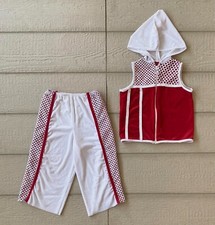 Art Stone Costumes 2-Piece Velour Hip-Hop Hoodie Pants Red White Child Medium