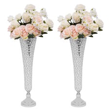 2 pcs Silver Wedding Table Crystal Flower Stand For Anniversary Ceremony Party