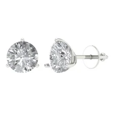 4ct Round Cut Solitaire Stud Designer Earrings 3 Prong 14k White solid Gold