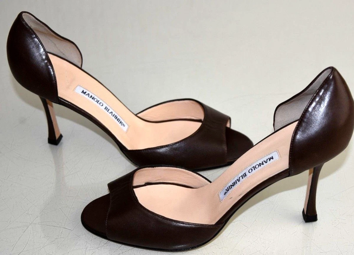 Nuevo Manolo Blahnik Astutado Dorsay Zapatillas Marr n Chocolate