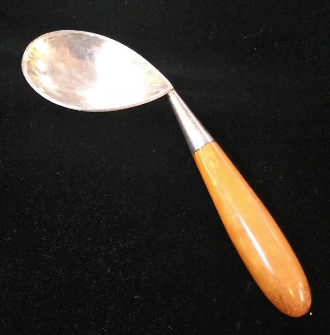 Napier Bakelite Handle Child s baby Spoon teaspoon curved