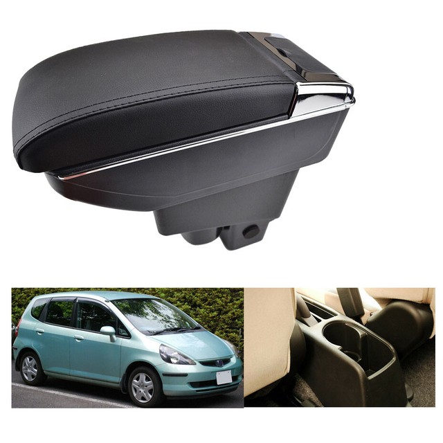 Black Storage Center Console Armrest For Honda Fit Jazz Hatchback 2002