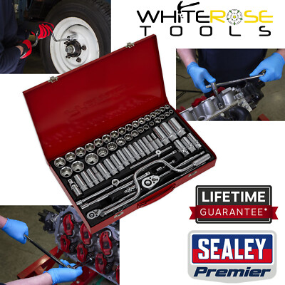 Sealey Socket Set 3/8'' & 1/2'' Drive Wrench WallDrive Premier DuoMetric 64pc