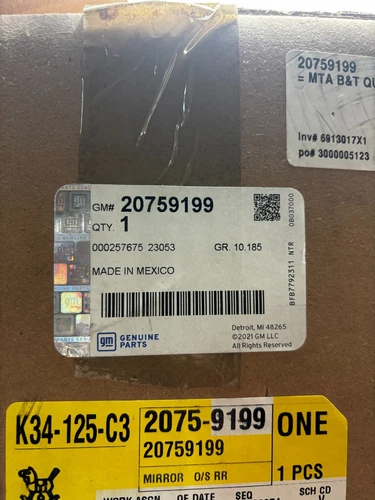 GENUINE GM 20759199 DOOR MIRROR DRIVE SIDE BLACK / PAINT-TO-MATCH 🎯