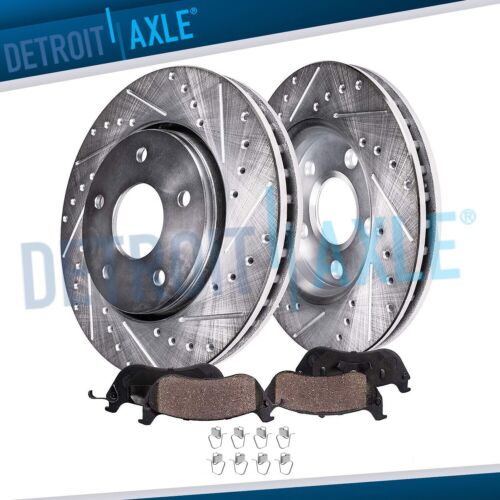 Front Drilled and Slotted Rotors Brake Pads for Dodge Ram 1500 Chrysler Aspen - Picture 1 of 7