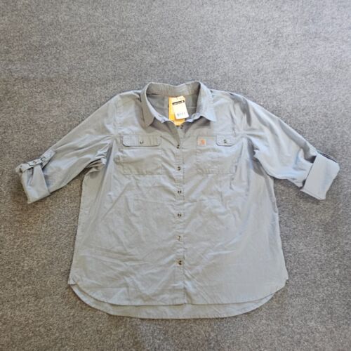 Carhartt Top Womens XXL Blue Ridgefield Shirt Button Long Sleeve Outdoors Hiking
