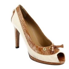 Vintage Stuart Weitzman Faux Alligator Tassel Heeled Pumps