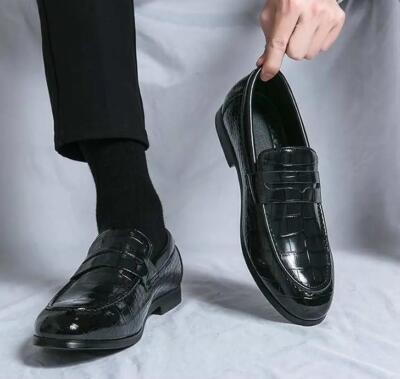 Men's Dress Outdoor Oxfords Faux Leather Slip On Round Toe Shoes Casual Loafers