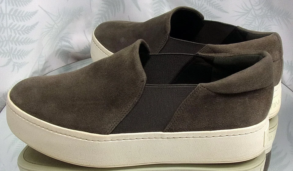 ZAPATILLAS SIN CORDONES VINCE WARREN ACERO GRIS GAMUZA CUERO ZAPATOS EE. UU. MUJER TALLA 7,5 M Foto 4 de 4