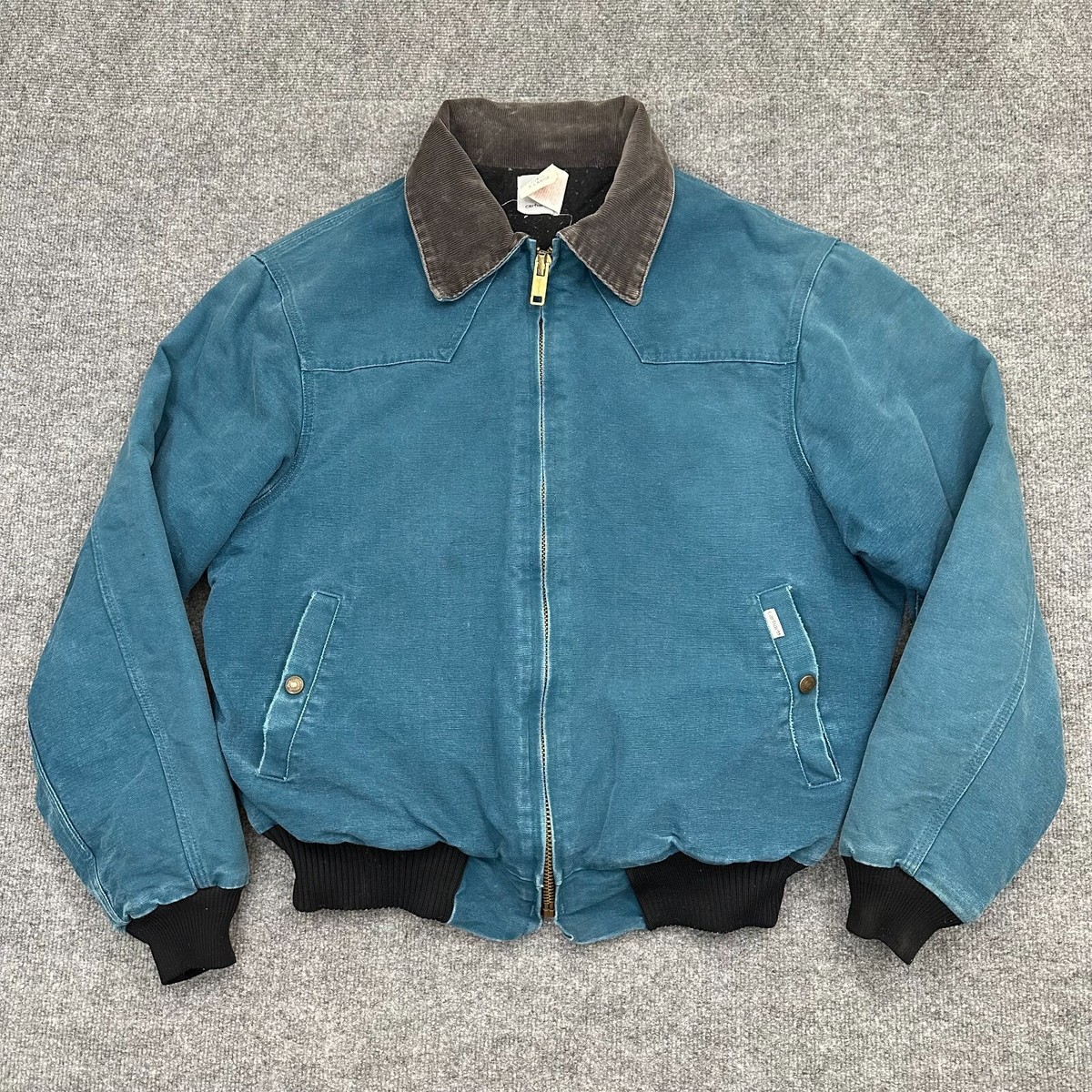 RARE VINTAGE Carhartt Jacket Quilted Size X-Large Teal JQ455 Made