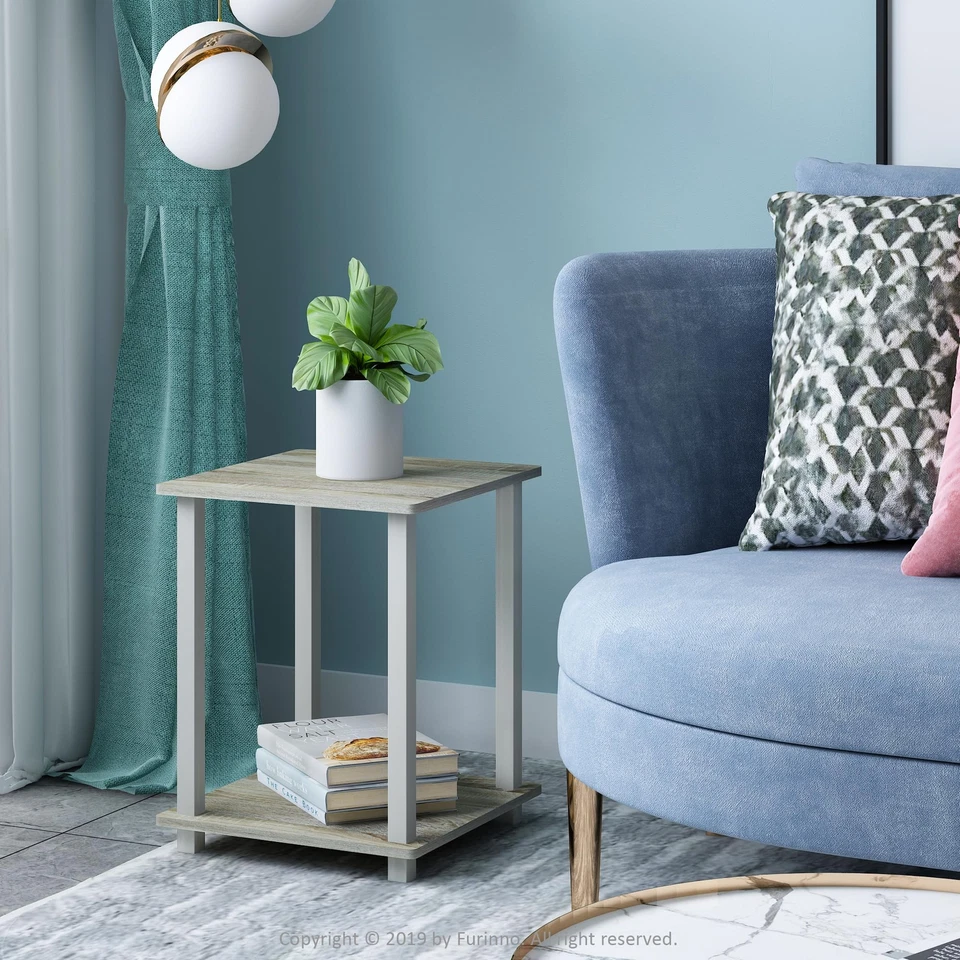 	Simplistic Set of 2 End Table for Small Spaces Home Decor Sonoma Oak/White	 - Image 3 of 4