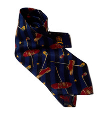 Tommy Hilfiger Men's Neck Tie Blue Multi Color Golf Clubs Shoes 100 Silk