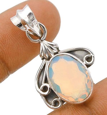 Natürlicher 5 kt Feueropalit 925 massiv Sterlingsilber Anhänger, 
