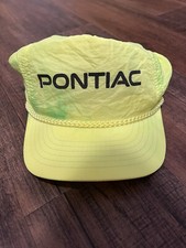 Vintage PONTIAC Car Automotive GM Advertising SNAPBACK HAT ROPE CAP Yellow Neon