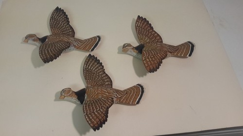 vintage frank townsend 3 wood carved ruffed grouse