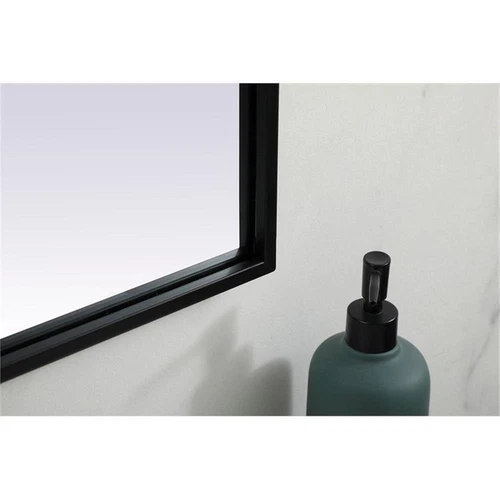 Elegant Decor Blaire 36x42" Arch Modern MDF Wood/Iron Mirror in Black - Picture 5 of 9