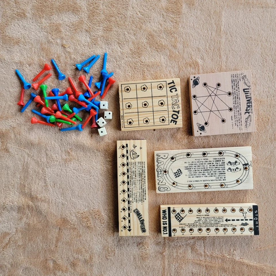 Set of 5 Vintage Peg Games w/ Tees Dice Restaurant waiting room - Image 2 of 4