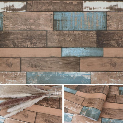 Faux Wood Look Textured Wallpaper(17.71'' × 9.84Ft), Shiplap Peel and Stick Vinyl