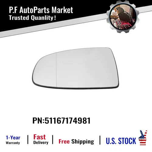 Left Side Mirror Glass Heated Driver - Fit BMW X6 E71 E72 X5 E70 - 51167174981