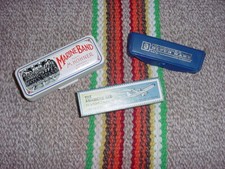THREE HARMONICA S HOHNER MARINE BAND THE AMERICAN ACE BLUES HARP HOHNER BLUES