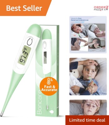 Light Green Digital Thermometer with Fever Alarm - Perfect for Baby & Adults