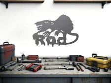 Rat Rod Scary Evil Vicious Rat Metal Sign Grill Insert Wall Art Iron Exile USA