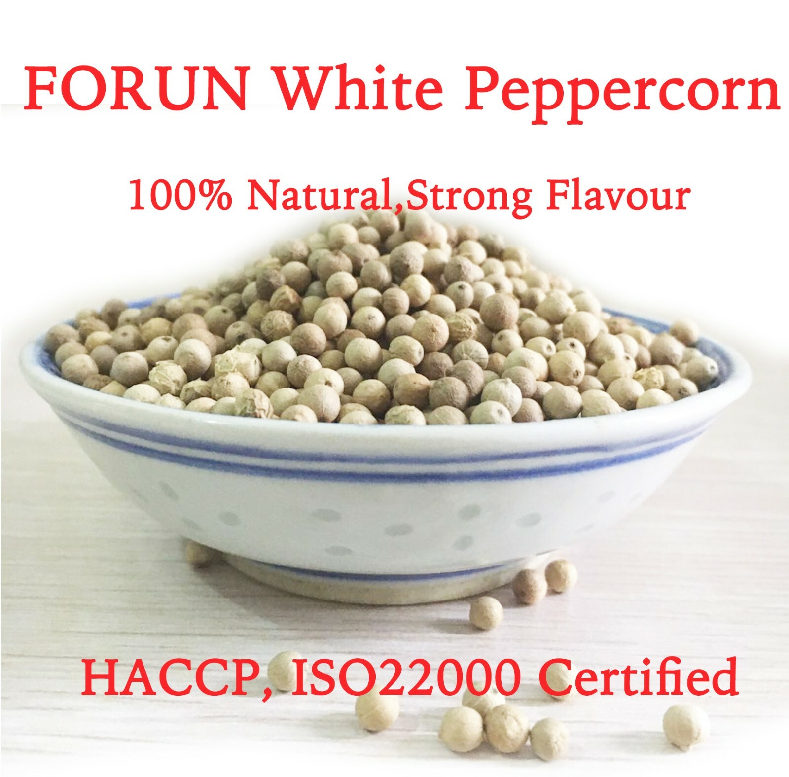 FORUN Hand picked White Peppercorn (Whole) 2KG-hight piperine content