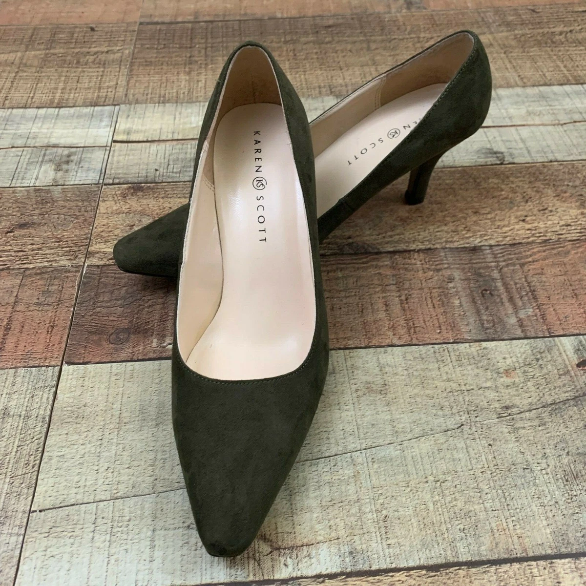 Karen Scott Womens Clancy Suede Pointed Toe Classic Pumps Olive Size 7.0