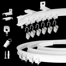 Flexible Bendable Curtain Track Ceiling Wall Mount 12 Ft Ceiling 12Ft White