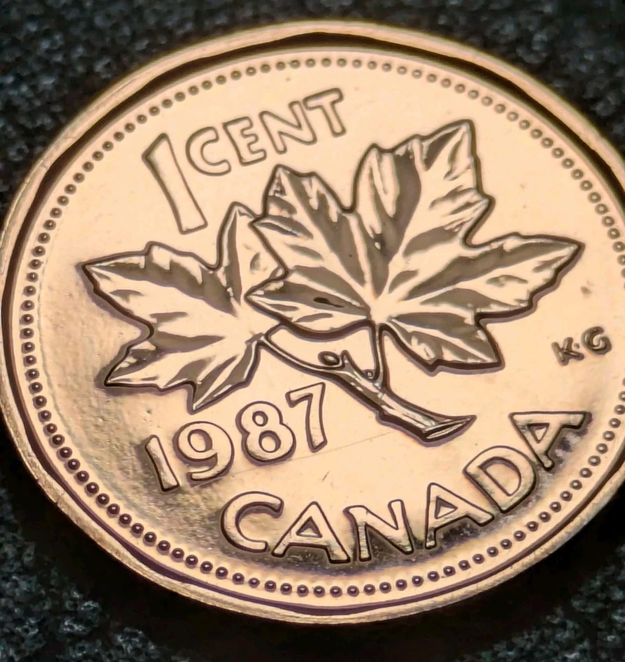 1987 1c Canada Cent Bu Proof Like Die Crack Error Mint Error Uncirculated + - Image 4 of 4