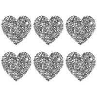 6Er-Set Strass-Herz AufbüGler 3,5Cm Silber FüR Diy Basteln