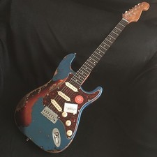 Blue ST Vintage Relic Electric Guitar SSS Pickups Alder Body Maple Neck 21 Frets