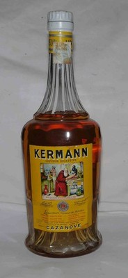 Seltene Vintage Flasche Digestif Likör Kermann Cazanove gelb (#5)