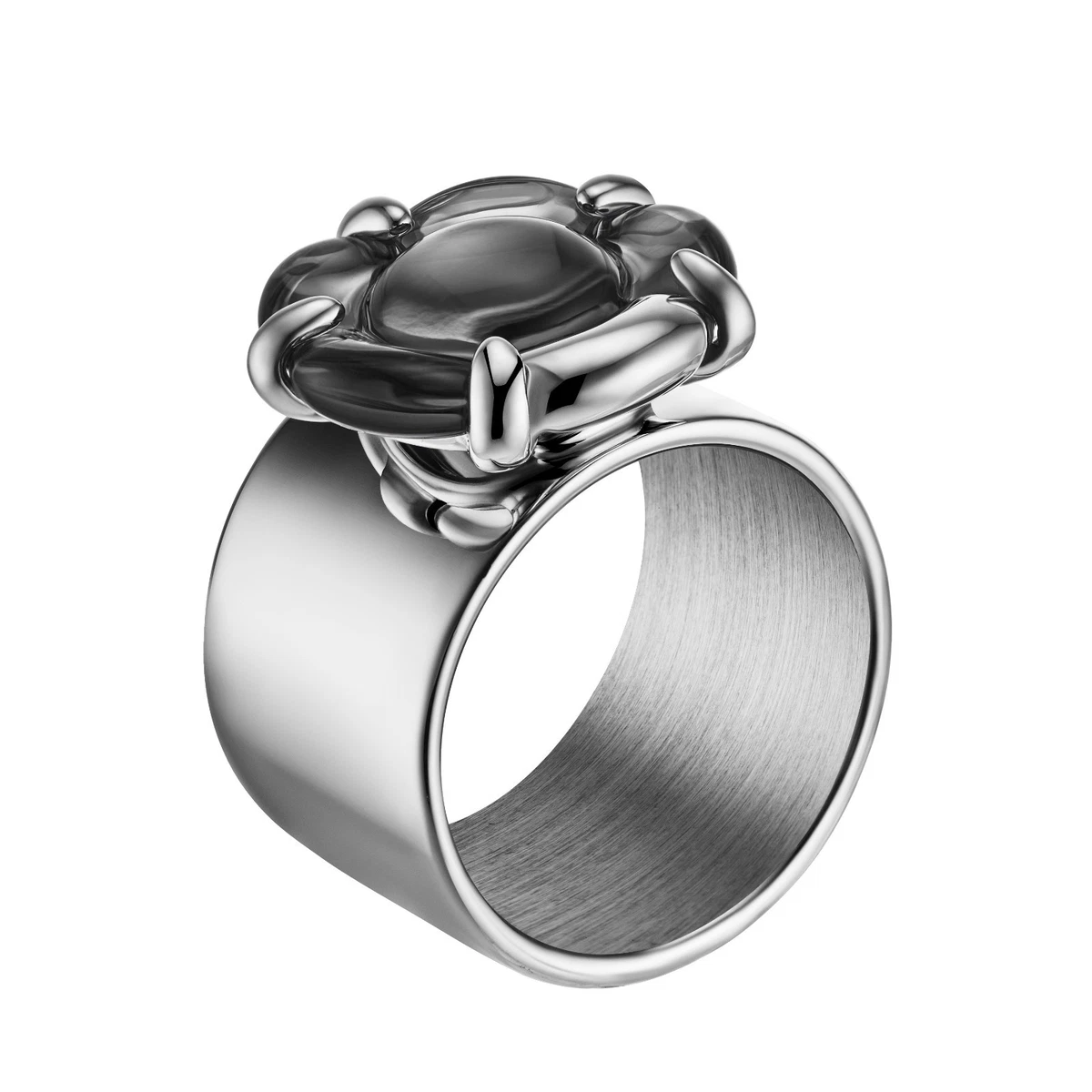 Bague Baccarat MEDICIS Pop Noir Cristal Liseré Argenté - Taille 51, Occasion