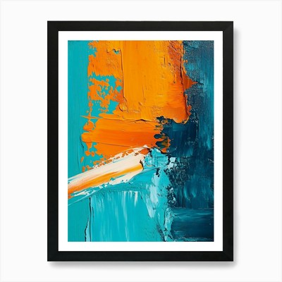Abstraktes leuchtendes Orange und Cyan Br gerahmtes Wandbild Poster Leinwanddruck Bild