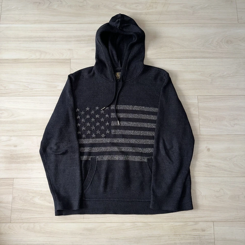 Suéter Lucky Brand Para Hombre XL Tejido con Capucha Bandera Americana Suave Pullover Informal Foto 3 de 4
