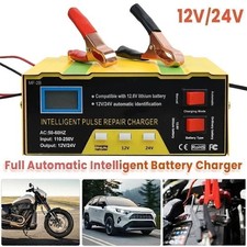 Car Battery Charger Heavy Duty 12V/ 24V Smart Automatic Intelligent Pulse Repair