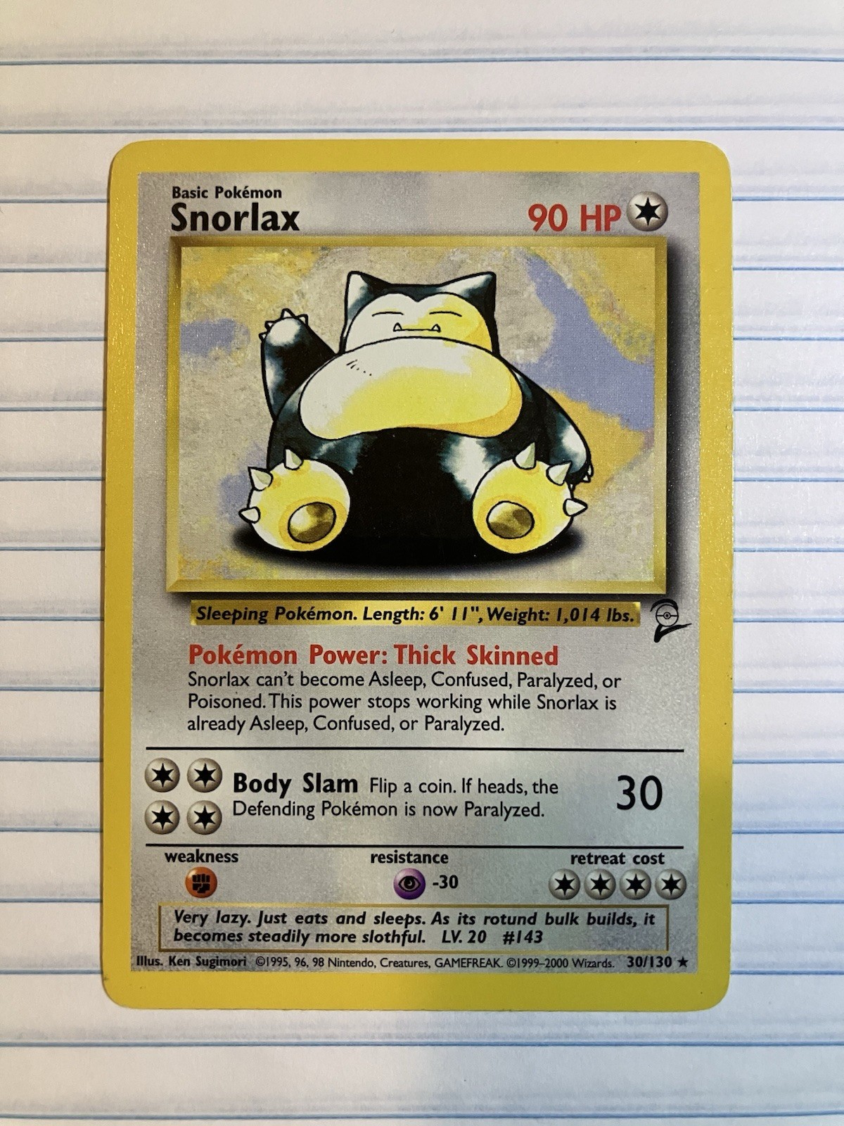 Pokémon TCG Snorlax 30/130 Base Set 2 Vintage Rare NM Condition