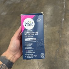 2x Veet Ready To Use Wax Strip Kit - For Body Hair Removal - 40 strips/4 wipes