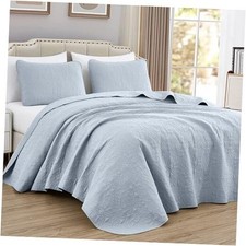 Luca 3-Piece Oversized Bedspread Set Size Gray - Summer Quilt Queen Silver
