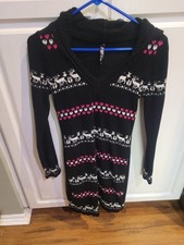 White Mark Women's Long-Sleeve Sweater Dress Reindeer Christmas Winter Size S