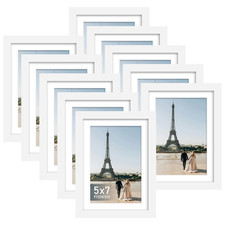 Finish 5x7 Picture Frame Set of 10 for 4x6 Matted or 5x7 Photos, White