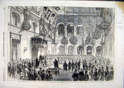 Original alter antiker Druck 1861 König Wilhelm Preußen Adelsstrumpfband Investitur
