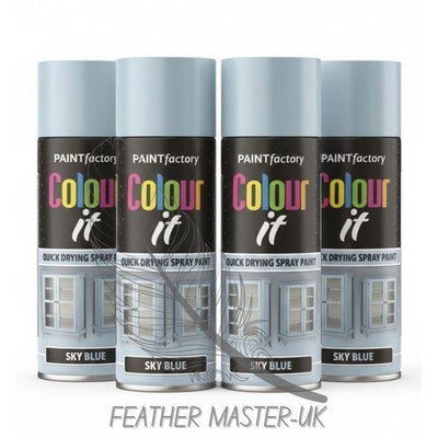 4x 400ml Himmelblau Colour It Mehrzweck Sprühfarbe Glanz Finish Haus & DIY