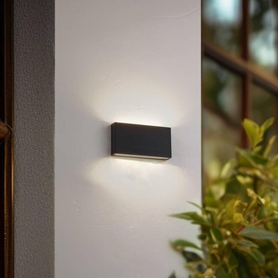 Lindby LED Wandleuchte ''Jarte'' in Schwarz aus Aluminium