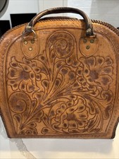 Bowling Bag,&nbsp;Vintage, Hand-Tooled Leather, Mexican