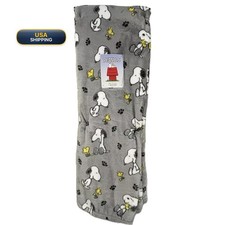 Woodstock Peanuts Gang Throw Blanket Dark Gray Best Friends Paw Prints 60x70